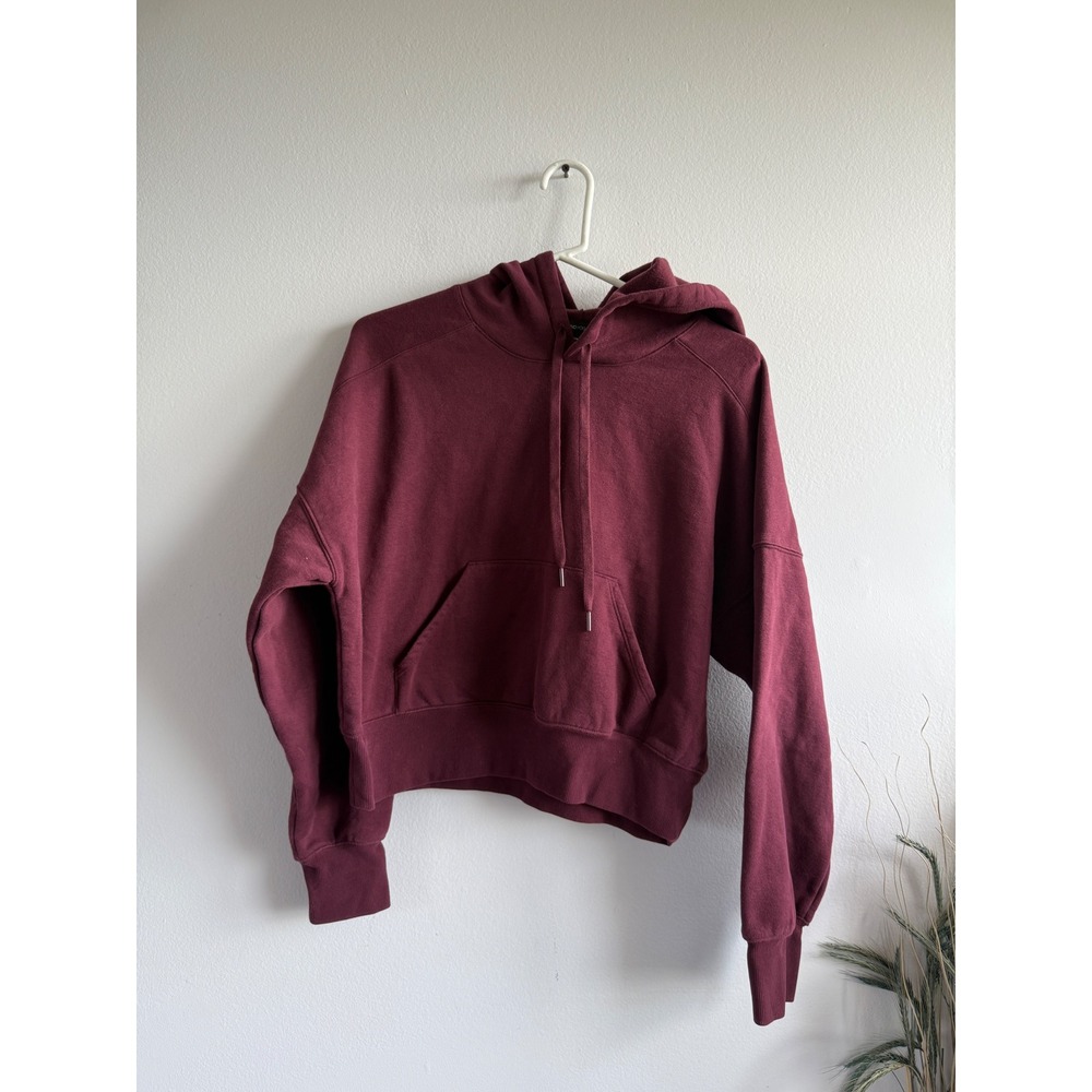 Beyond Yoga Womens Cropped Hoodie Burgundy Maroon Cotton Blend Fleece M 3818 - Picture 2 of 7